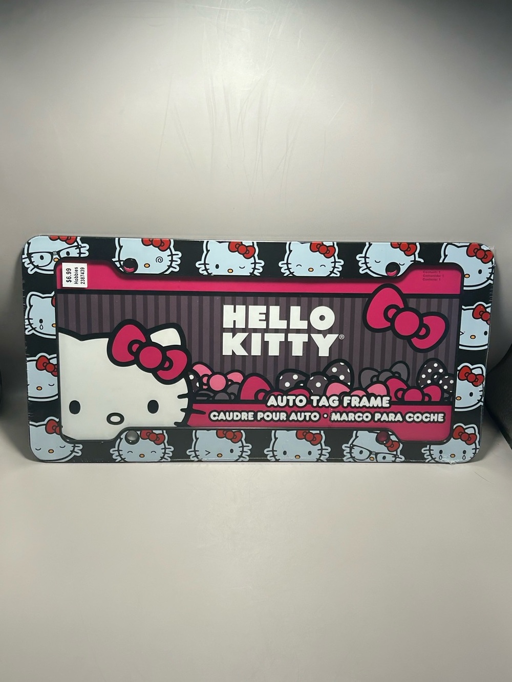 Hello Kitty Pink Black White Auto Tag/License Plate Frame